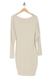 Go Couture Off The Shoulder Long Sleeve Dress In Ash Rib