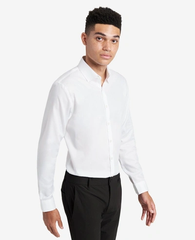 Kenneth Cole Slim-fit Button-down Stretch Dress Shirt With Tek Fit In White