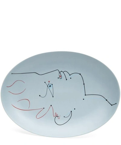Raynaud Jean Cocteau Antinous Oval Platter In Blue