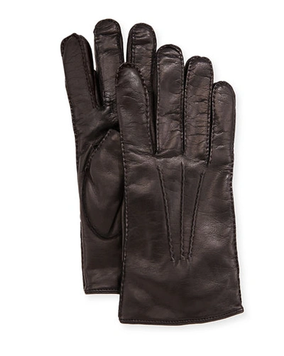Guanti Giglio Fiorentino Three-cord Napa Leather Gloves In Black