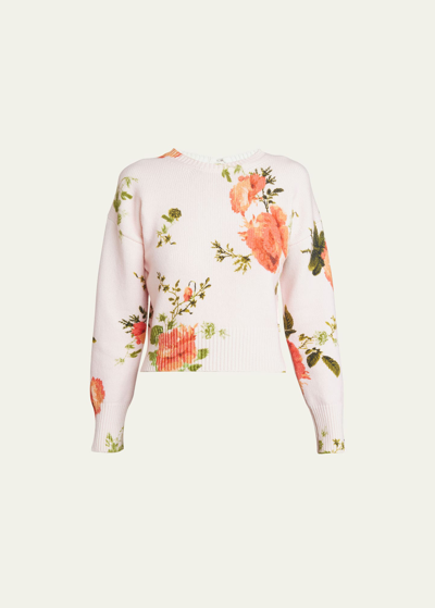 Erdem Floral Wool Sweater In Cavendish Rose Sh