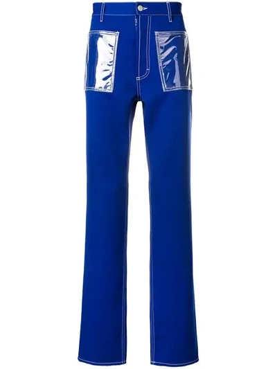 Maison Margiela Plastic Pocket Trousers In Blue