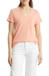 Caslon V-neck Short Sleeve Pocket T-shirt In Coral Pink