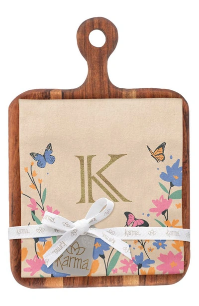 Karma Gifts Tea Towel & Cutting Board Gift Set In Multi - K