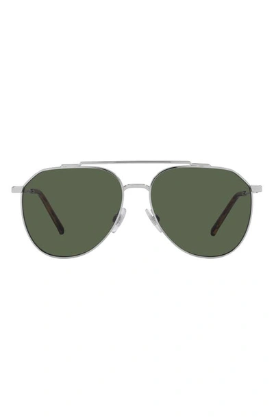 Dolce & Gabbana 58mm Polarized Pilot Sunglasses In Metallic