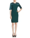 Hugo Boss Danufa Stretch Wool Colorblock Sheath Dress In Open Green