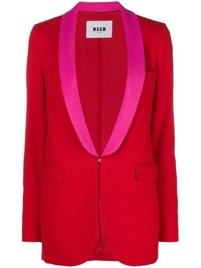 Msgm Single-breasted Crepe Blazer In Red/pink