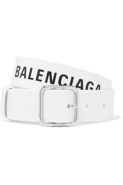 Balenciaga Everyday Printed Textured-leather Belt In White  display picture 3
