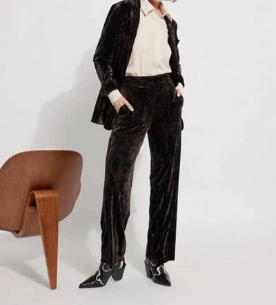 Lyssé Shay Crushed St Velvet Suit Pant In Double Espresso In Multi