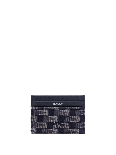 Bally Pennant Leather Card Holder In Blue