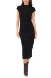 Vince Camuto Mock Neck Midi Dress In Rich Black