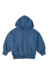 The Sunday Collective Kids' Natural Dye Everyday Zip-up Hoodie In Indigo