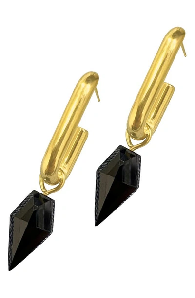 St. Moran Black Spinel Hoop Drop Earrings