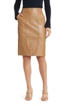Hugo Boss Seleni Leather Pencil Skirt In Beige