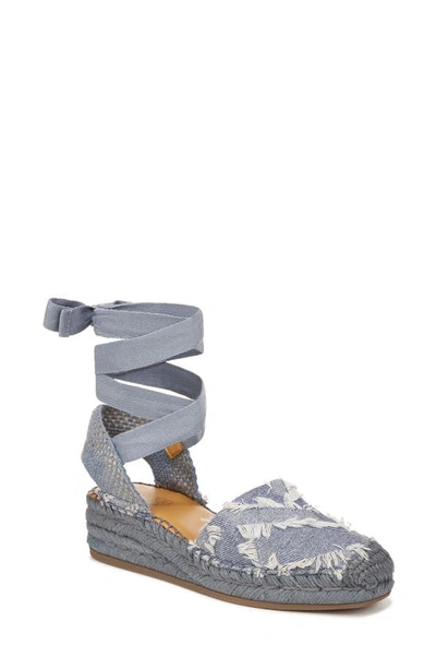 Franco Sarto Britney Ankle Wrap Espadrille Sandal In Light Denim Blue Fabric