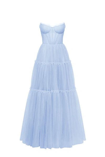 Milla Light Blue Tulle Maxi Dress With Ruffled Skirt, Garden Of Eden