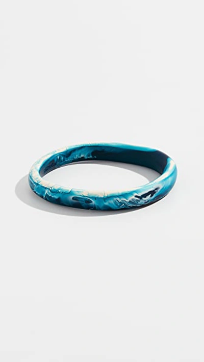 Dinosaur Designs Wishbone Bangle In Moody Blue Swirl