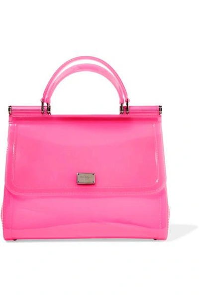 Dolce & Gabbana Sicily Large Neon Pvc Tote In Pink