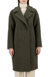 Harris Wharf London Double Breasted Wool Blend Teddy Coat In Moss Green