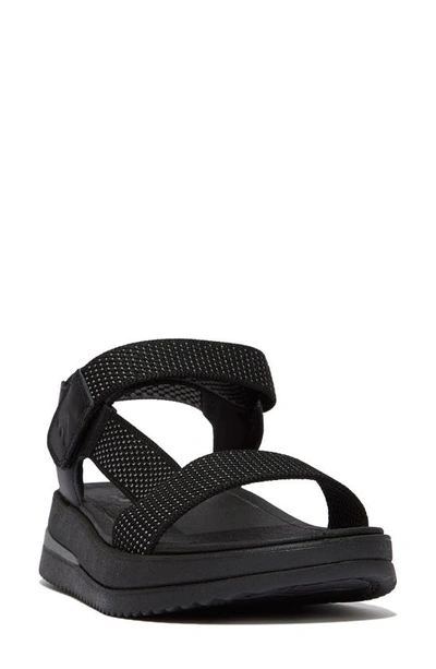 Fitflop Surff Two Tone Webbing Platform Sandal In Black