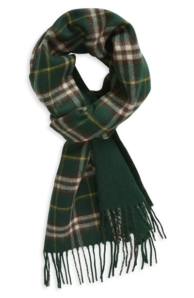 Burberry Vintage Check Reversible Cashmere Fringe Scarf In Ivy/ Ivy