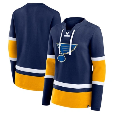 Fanatics Branded  Blue/gold St. Louis Blues Top Speed Lace-up Pullover Sweatshirt In Blue,gold