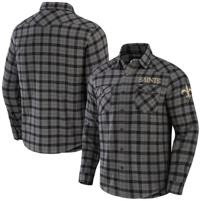 Nfl X Darius Rucker Collection By Fanatics Gray New Orleans Saints Flannel Long Sleeve Button-up Shi
