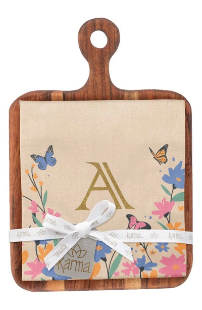 Karma Gifts Tea Towel & Cutting Board Gift Set In Multi - A