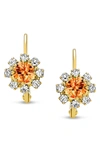 Bling Jewelry Flower Lever Back Earrings In Orange