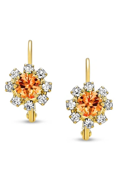 Bling Jewelry Flower Lever Back Earrings In Orange