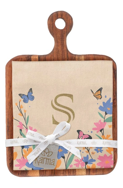 Karma Gifts Tea Towel & Cutting Board Gift Set In Brown