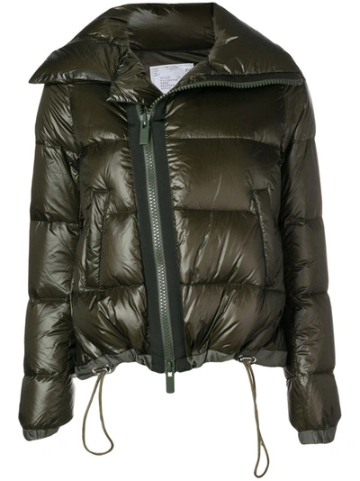Sacai Quilted Shell Down Jacket In Khaki