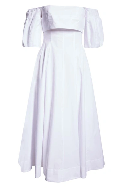 Staud Palermo Off The Shoulder Stretch Poplin Dress In White