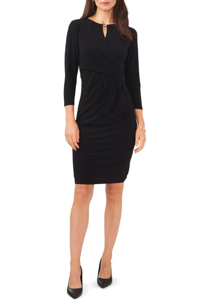 Chaus Keyhole Faux Wrap Dress In Black