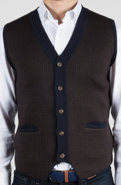 Luchiano Visconti Brown & Navy Sweater Vest In Multi