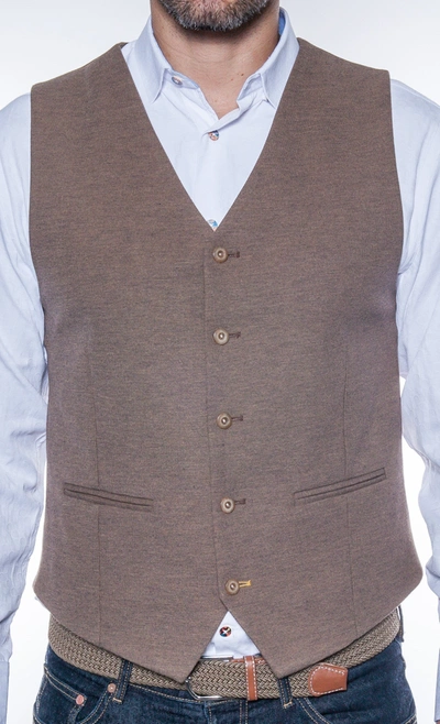 Luchiano Visconti Solid Beige Knit Vest