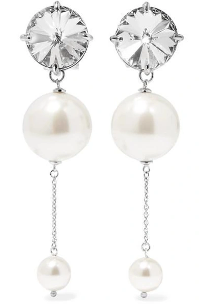 Miu Miu Silver-tone, Crystal And Faux Pearl Earrings