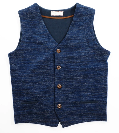 Luchiano Visconti Navy Heather Knit Vest In Multi
