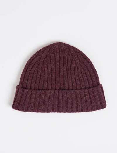 Bhode 2x2 Rib Beanie Hat (lambswool) In Purple