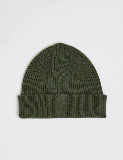 Bhode Aran Short Beanie Hat (lambswool) In Green