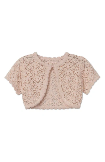 Speechless Kids' Crochet Cap Sleeve Cardigan In Blush Jm
