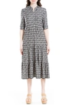 Max Studio Floral Button Front Baby Doll Dress In Black Print