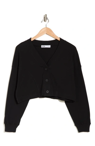 Elodie Stretch Cotton Crop Cardigan In Black