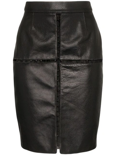 Situationist Black Cut Out Leather Mini Skirt