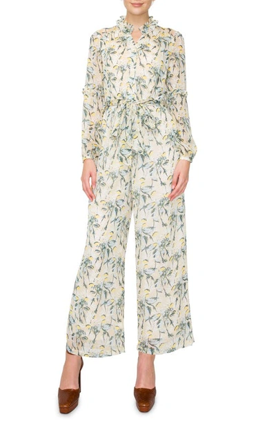 Melloday Print Chiffon Jumpsuit In Pristine Yellow ModeSens