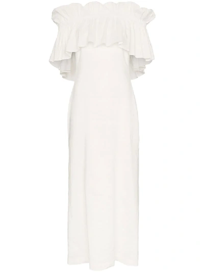 Rejina Pyo Mina Ruffle Off-shoulder Linen Maxi Dress In White