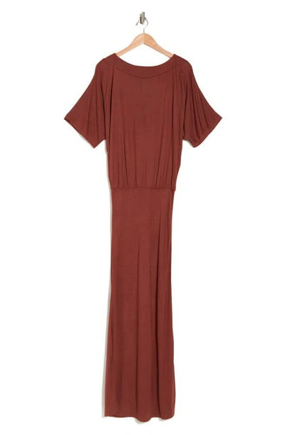 Go Couture Dolman Short Sleeve Maxi Dress In Brown