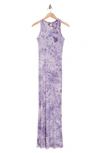 Go Couture Tie Dye Racerback Maxi Dress In Purple Splotch Tie Dye