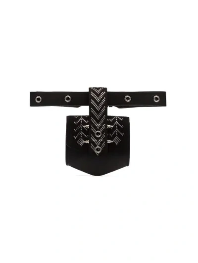 Okhtein Black Rodhawk Studded Leather Belt Bag