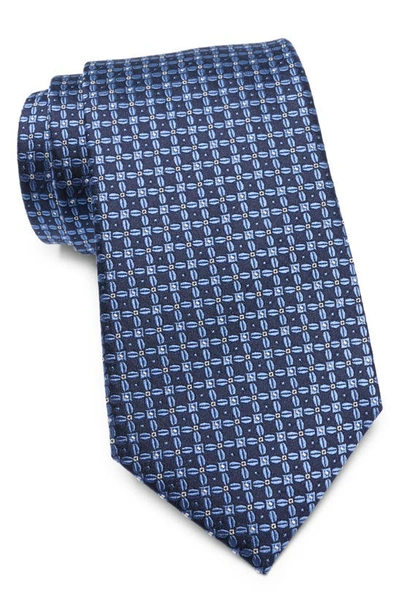 Duchamp Mix Pattern Silk Tie In Blue
